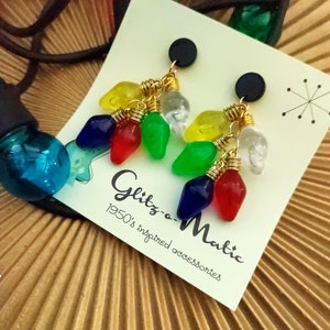 1950s inspired christmas light earrings Glitz-O-Matic Glitzomatic