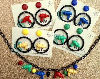 1950s inspired space ray gun earrings necklace jewelry set Glitz-O-Matic Glitzomatic