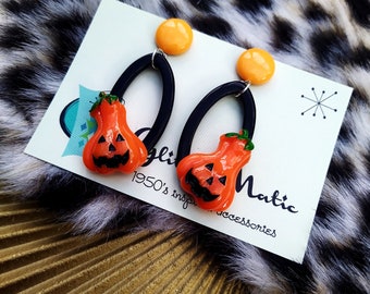 1950s halloween pumpkin earrings glitzomatic halloween