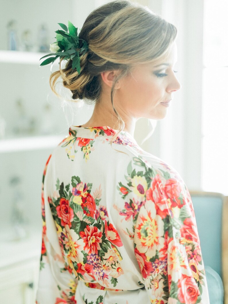 Floral Robes Set of 6 Floral Satin Robe Silk Floral Robes Etsy