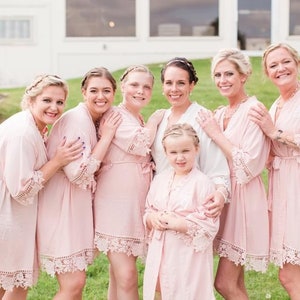 Rose Lace Cotton Robes, Cotton Robes Rose Lace, Rose Lace, Bridesmaids Gifts, Bridal Party Robes, Lace Robes, Flower Girl Robes, Rose Lace image 2