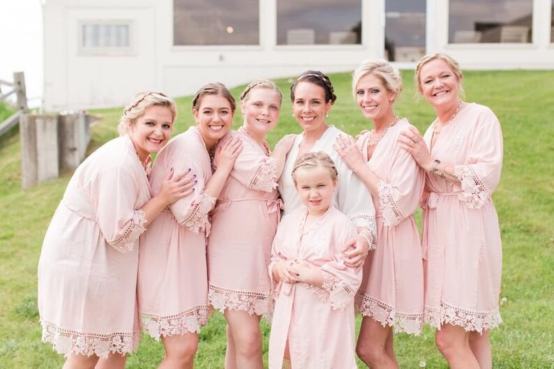 Rose Lace Cotton Robes, Cotton Robes Rose Lace, Rose Lace, Bridesmaids Gifts, Bridal Party Robes, Lace Robes, Flower Girl Robes, Rose Lace image 2
