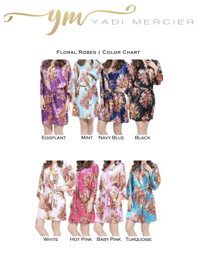 Bridesmaids Gifts Silk Floral Robes Floral Robes Set of 6 Floral Satin Robe Wedding Party Bridal Party Robes Silk Bridesmaids Robe