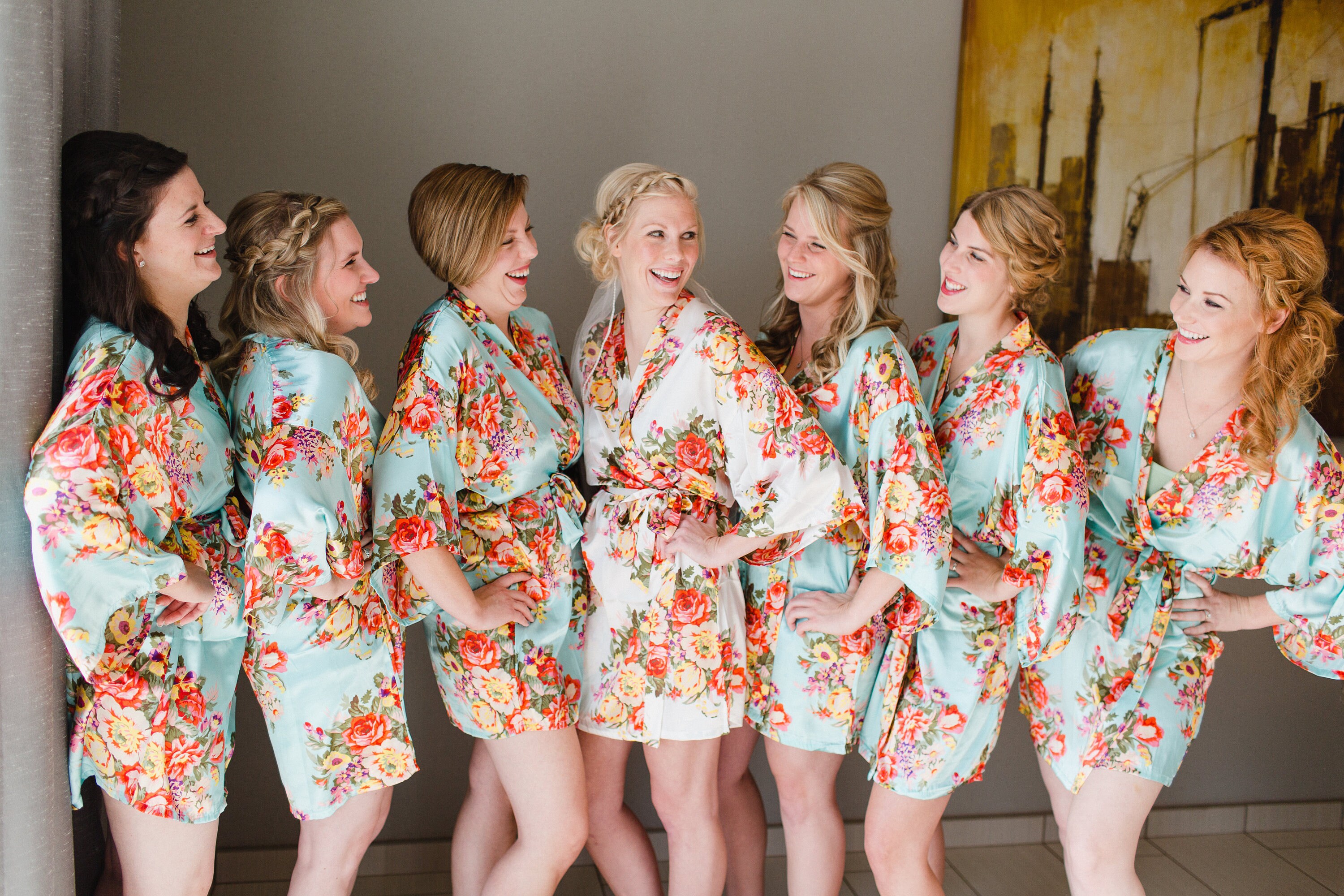 Floral Robes Set of 6 Floral Satin Robe Silk Floral Robes Etsy