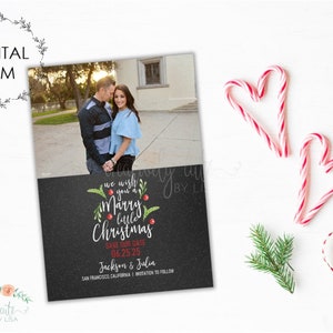 Save The Date kerst, kerstfotokaart, winterhuwelijk, bewaar deze datum, Marry Little Christmas, Save the Date vakantiekaart boerderij
