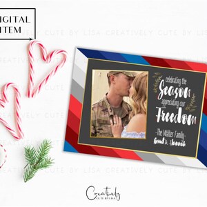 Militaire kerstkaart, militaire kerstkaart, patriottische kerst, implementatiekerstkaart, afdrukbare kerstkaart, fotokaart