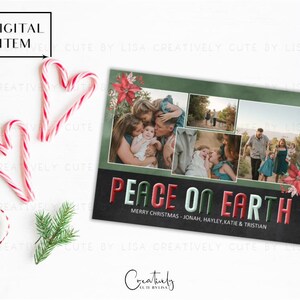 Frieden auf Erden religiöse Weihnachtskarte, religiöse Familienfotokarte, religiöse Feiertagsfamilienfoto, Friedensbauernhausweihnachtskarte