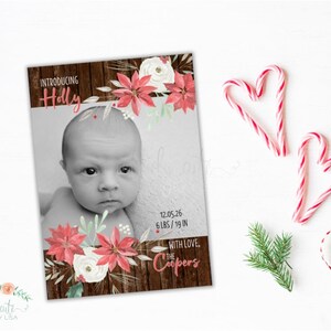 Weihnachten Geburtsankündigung, Weihnachten Baby, Foto Weihnachtskarte, druckbare Weihnachtskarte, doppelseitige Karte
