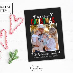 Merry Christmas-fotokaart, fotokaart kerst, boerderijkaart, moderne kerstkaart, kerstkaart goudfolie, afdrukbare kerstkaart, afdrukbare kerstkaart