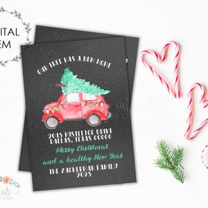Annuncio di trasloco per Natale, Annuncio di trasloco per le festività, Albero traslocato, Nuova casa, Cambio di indirizzo, Foto di famiglia per Natale, Cartolina fotografica