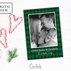 Fotoweihnachtskarte, Urlaub Fotokarte, Weihnachtssegnung, Buffalo Check, Buffalo Plaid, Bauernhaus Weihnachtskarte, druckbare Karte