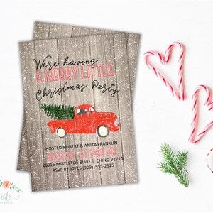 Christmas Truck Invitation, Christmas Party Invitation, Holiday Party Invitation, Printable Christmas Invitation, Watercolor Christmas Truck