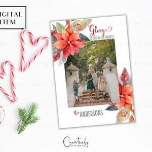 Religiöse Weihnachtskarte, Christliche Weihnachtskarte, Ehre sei Gott, Aquarell Weihnachtskarte, Fotokarte, Urlaub Fotokarte, Printable Karte