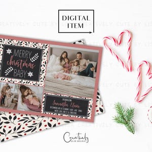 Joyeux Noël bébé|Bébé fille|Faire-part de naissance de Noël|Noël bébé|1er Noël de bébé|Carte de Noël et faire-part de bébé|Numérique