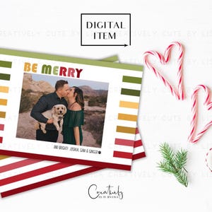 Vrolijke kerstfotokaart, kerstfamiliefoto, moderne kerstfotokaart, afdrukbare kerstkaart, retouradreslabel