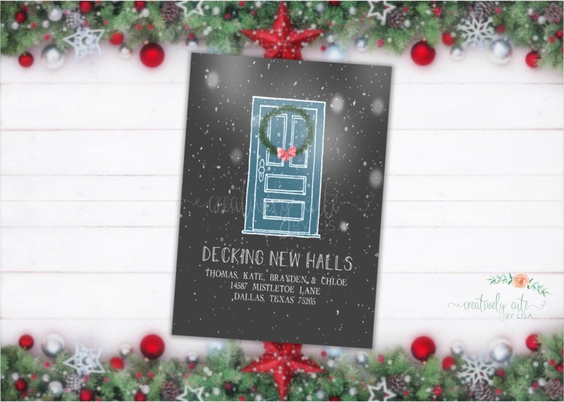 Decking New Halls New Home Announcement Holiday Moving Announcement Christmas Card We/'ve Moved Card Christmas Moving Announcement