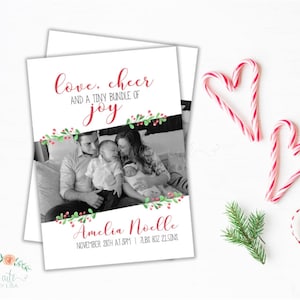 Faire-part de naissance de Noël, carte de bébé de Noël, carte photo de Noël, carte photo de faire-part de naissance, carte de Noël imprimable, nouveau bébé