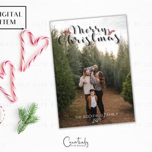 Tarjeta con foto de Navidad, tarjeta con foto de vacaciones, tarjeta de Feliz Navidad, tarjeta de Navidad con purpurina roja, tarjeta de Navidad sencilla, tarjeta de Navidad imprimible