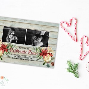 Faire-part de naissance de Noël, carte de Noël photo, meilleur cadeau de tous les temps, carte de Noël rustique, carte de Noël imprimable, carte recto-verso