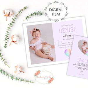 Invito per festa di compleanno di San Valentino con acquerello, piccolo tesoro, primo compleanno, invito per compleanno di una bambina, biglietto di ringraziamento, compleanno moderno