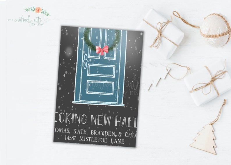Decking New Halls New Home Announcement Holiday Moving Announcement Christmas Card We/'ve Moved Card Christmas Moving Announcement