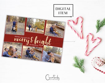 Christmas Photo Card, Holiday Photo Card, Photo Collage Card, Traditional Christmas Card, Printable Christmas Card, Double Sided Card