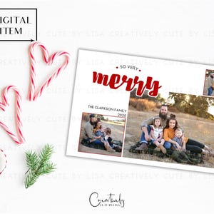 Cartão de foto de Natal muito feliz, cartão de foto de família para o feriado, cartão de Natal vermelho, cartão de Natal digital, cartão de Natal para impressão