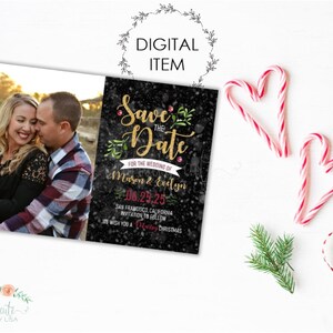 Zapisz datę na Boże Narodzenie, świąteczna karta ze zdjęciem, zimowy ślub Zapisz datę, Marry Little Christmas, karta świąteczna Zapisz datę na farmie