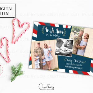 Cartão de Natal militar, cartão de Natal patriótico, cartão de Natal de implantação, casa para os feriados, cartão com foto, cartão de Natal para impressão
