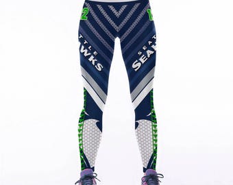 Seattle Seahawk Leggings. Seahawk Football Stretch Workout Leggings / Fitness Tights / Dance Pants. Seahawk Yoga Pants.