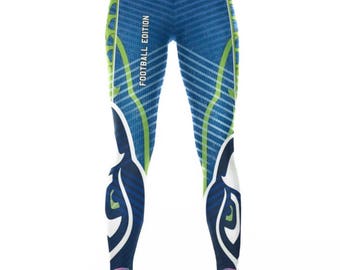 Seattle Seahawk Leggings. Seahawk Football Stretch Workout Leggings / Fitness Tights / Dance Pants. Seahawk Yoga Pants.