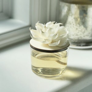 Flower Reed Diffuser: Bamboo & Glass, Non-Toxic Scent Gift, Modern Homestead Decor