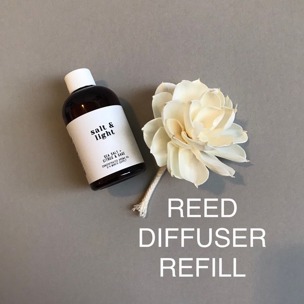 Reed Diffuser Oil Refill. Choose Reed or Replacement Flower.  20+ Scent Choices. Clean, Non Toxic Home, Office,  and Car fragrance.