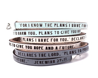 Jeremiah 29:11 Leather Wrap Bracelet, Christian Jewelry Gift