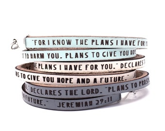 I know the plans I have for you... Jeremiah 29:11 Daily Reminder Leather Wrap Bracelet Gift for Women Religious Christian Jewelry Gift Women