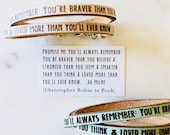 Braver, Stronger, Smarter AA Milne Double Wrap Leather Bracelet Winnie Pooh Inspirational Meaningful Gift Her Women Daughter Mom Book Quote