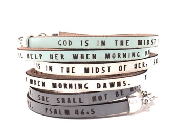 God is in the midst of her... Psalm 46:5 Daily Reminder Leather Wrap Bracelet Gift for Her Women Encouraging Religious Christian Jewelry