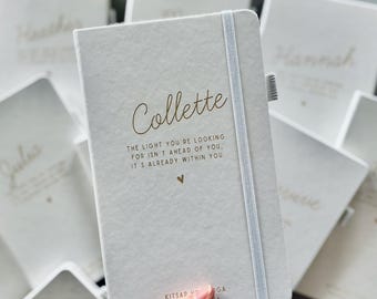 Personalized Leatherette Journal, Custom Engraved Name, Retreat Gift