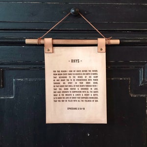 Engraved Leather Wall Hanging: Ephesians Scripture Banner