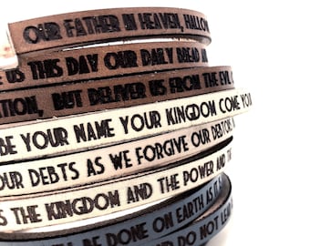 Het Onze Vader... Daily Reminder Leren wikkelarmband