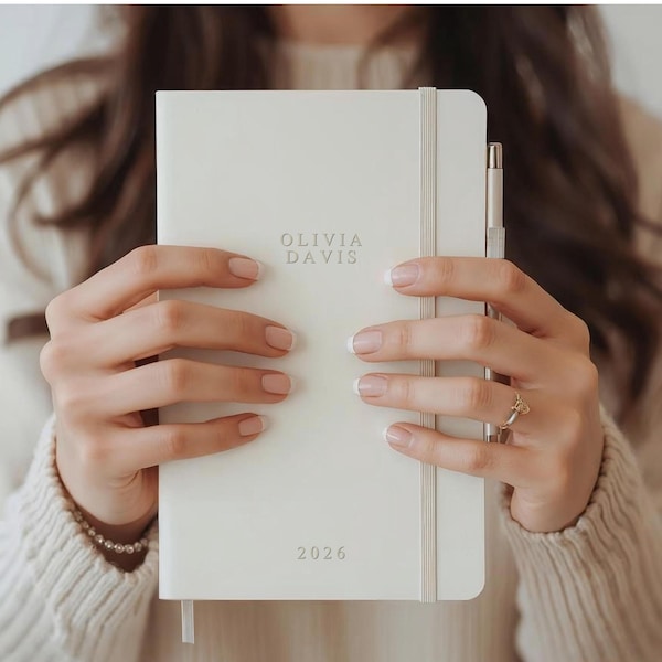 Personalized Vegan Leather Journal: Engraved A5 Notebook Gift. Fast Shipping!