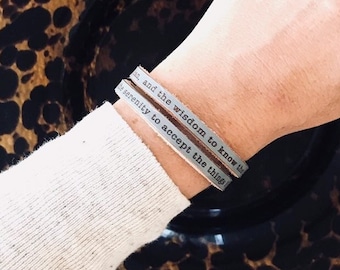 Engraved Leather Wrap Bracelet, Christian Jewelry Gift for Her