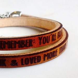 Winnie the Pooh Engraved Leather Double Wrap Bracelet, AA Milne Quote image 2