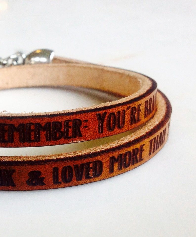 Winnie the Pooh Engraved Leather Double Wrap Bracelet, AA Milne Quote image 2