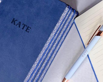 Personalized Journal Gift for Her, Custom Name Notebook for Teacher, Writer or Graduate. Lined Diary, Decorative Edges. Fast Shipping!