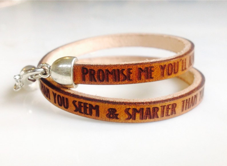 Winnie the Pooh Engraved Leather Double Wrap Bracelet, AA Milne Quote image 1
