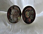 Vintage Carved Cameo 800 Silver Cufflinks Warrior Knight
