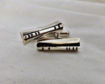Sterling Cuff Links Mid Century Torpedo Backs circa 1950's