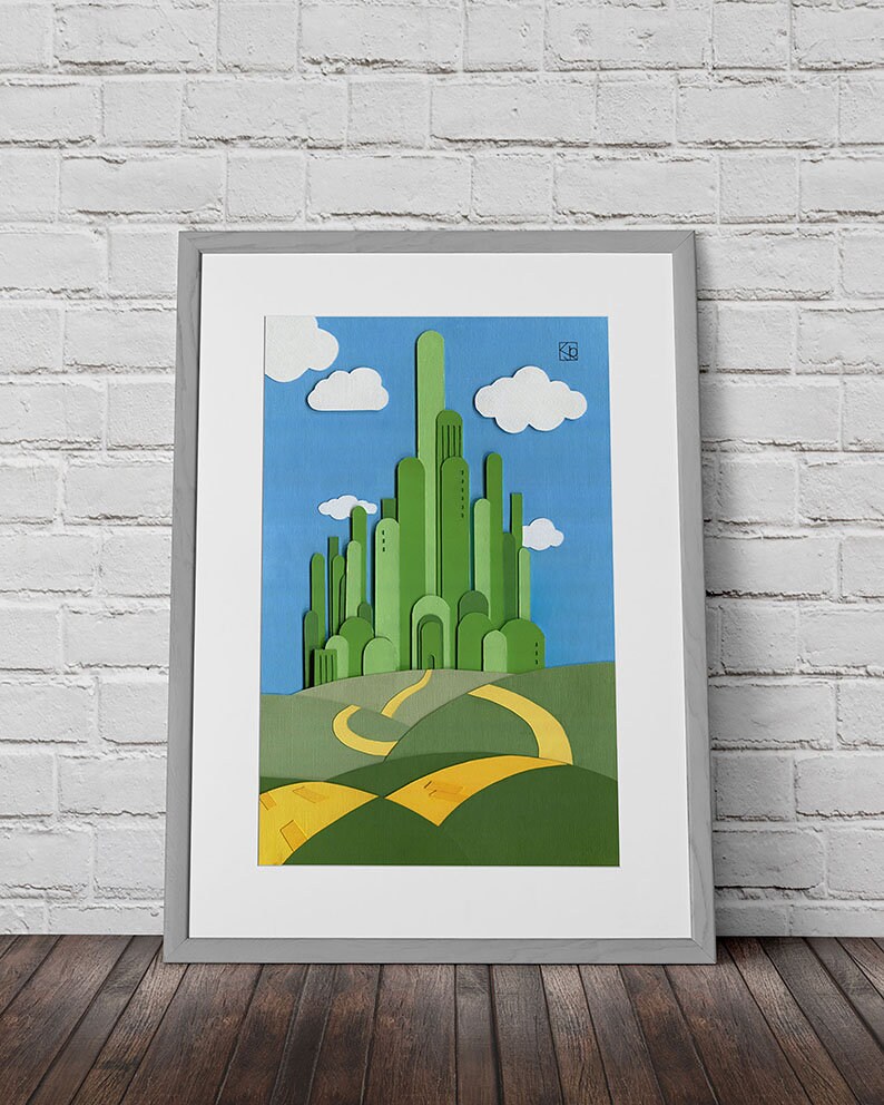 Emerald City art download, book wall art. image 1