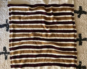 Knit Striped Blanket Pattern, Super Bulky Yarn (PDF Pattern)